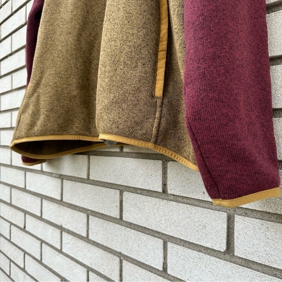 L.L. Bean Burgundy Gold Sweater Fleece Snap Pullover Jacket XL Hiking Retro - Picture 5 of 9